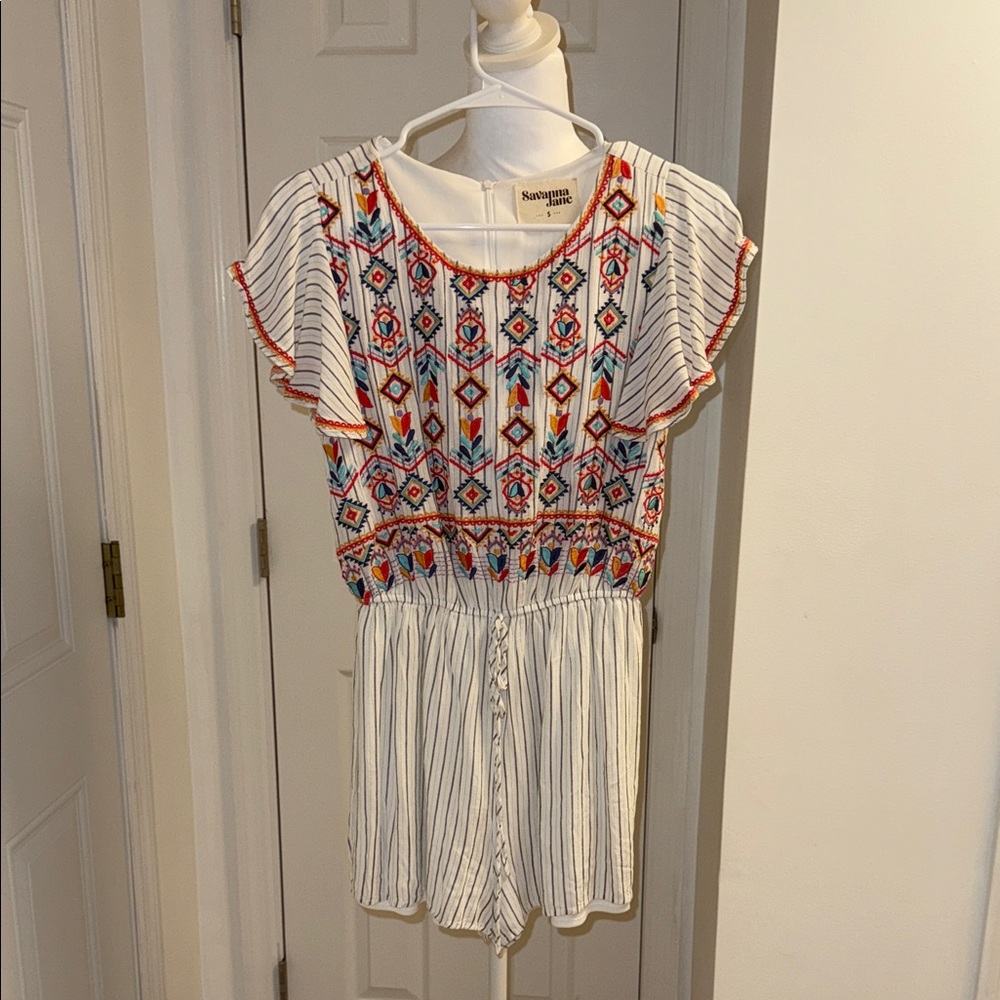 Savanna Jane Multicolor Embroidered Romper size small